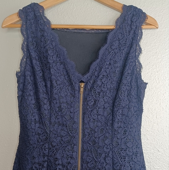 Adrianna Papell Sz 4 Office Floral Lace Square Neck Sheath Cocktail Dress - Picture 6 of 14